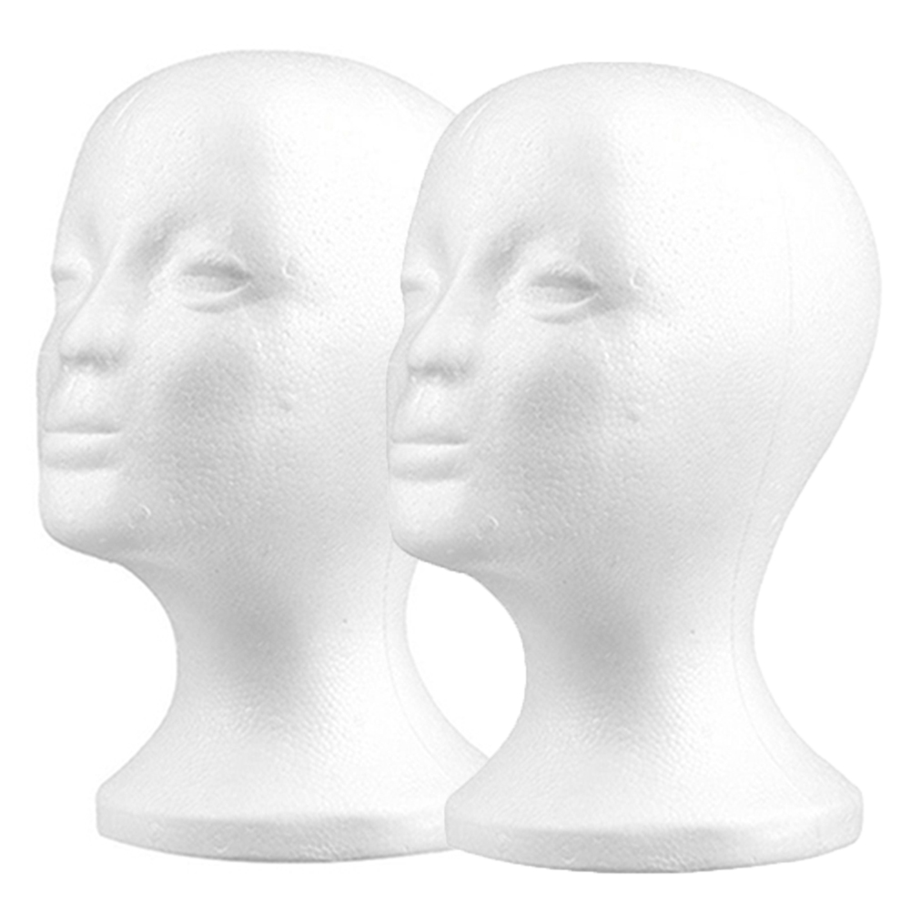 Cheers.US 2 Pieces/Set Styrofoam Head Female Foam Wig Head Mannequin  Manikin Cosmetics Model Head Wigs Display Glasses Hats Hairpieces Stand 